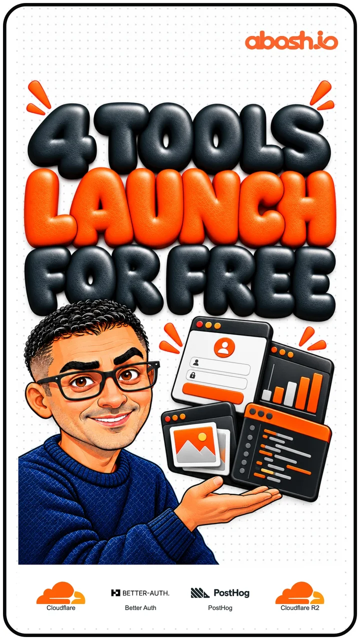 Four tools to launch your app for free! Cloudflare for the front end, back end and database. Better Auth for sign-up and login. PostHog to u