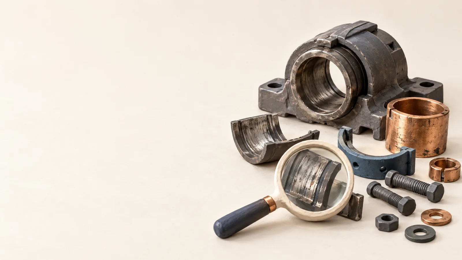 Disassembled equipment parts arranged for a cause investigation.