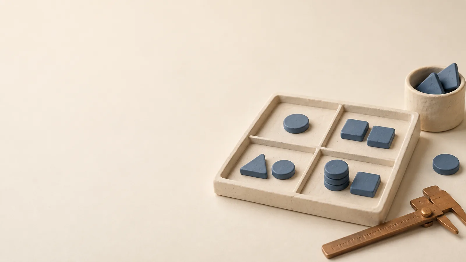An effort and effect comparison board with candidate work tokens.