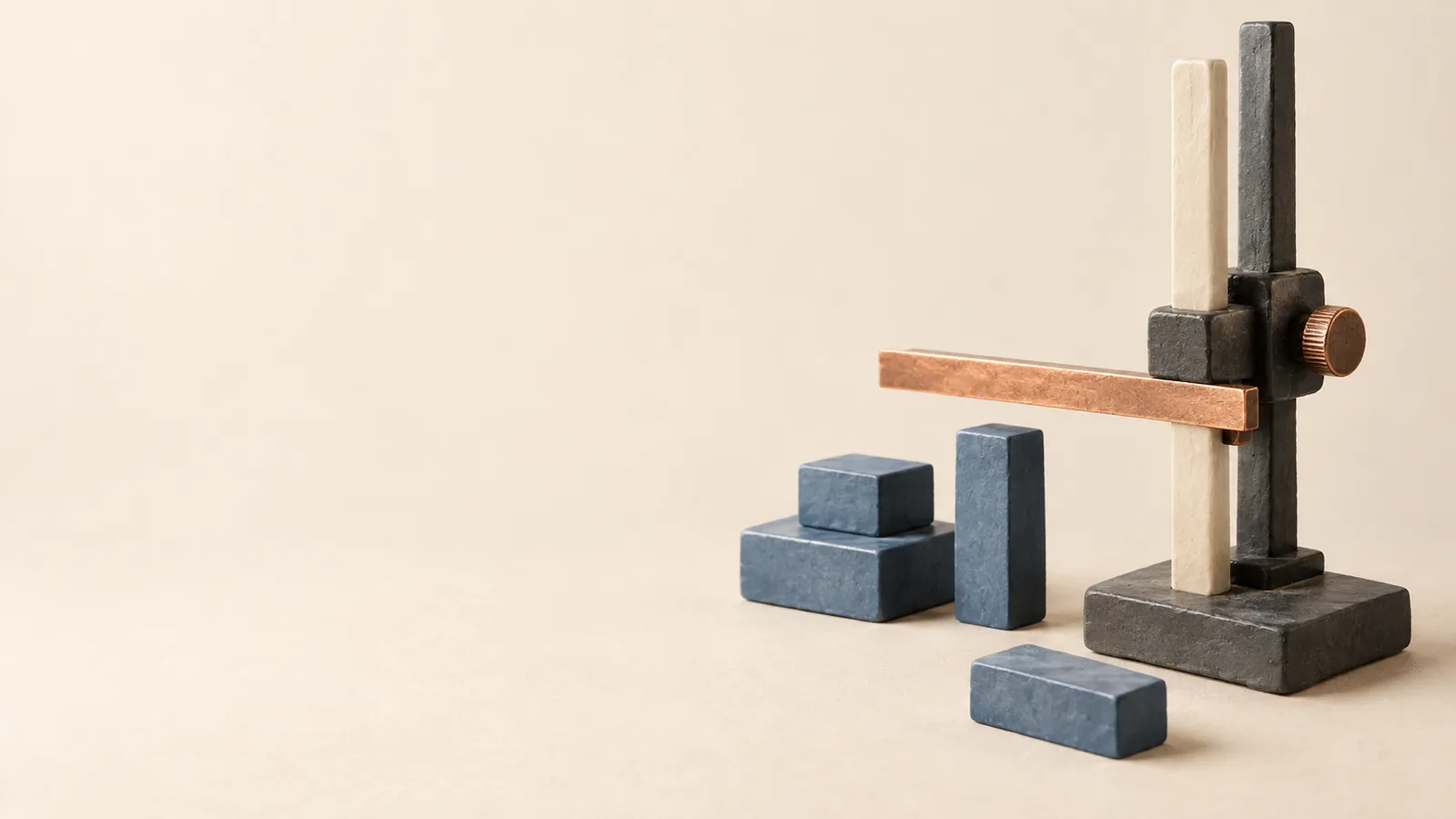A calibration stand with a straight reference and differing measurements.