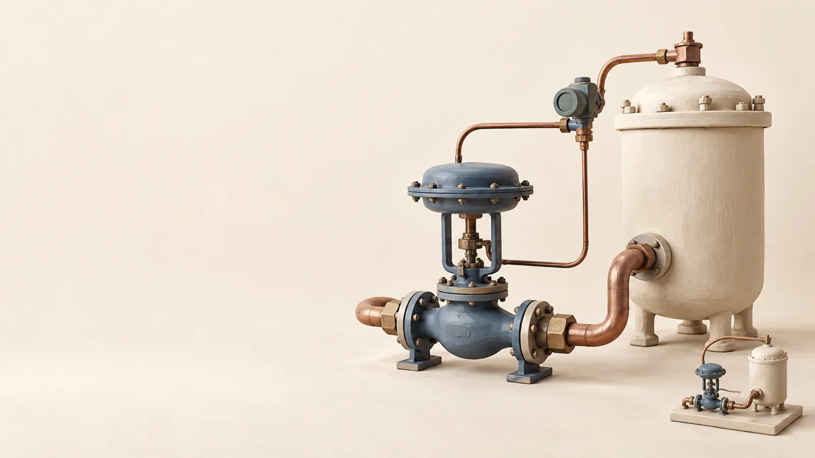 A process vessel, valve and connected control loop.