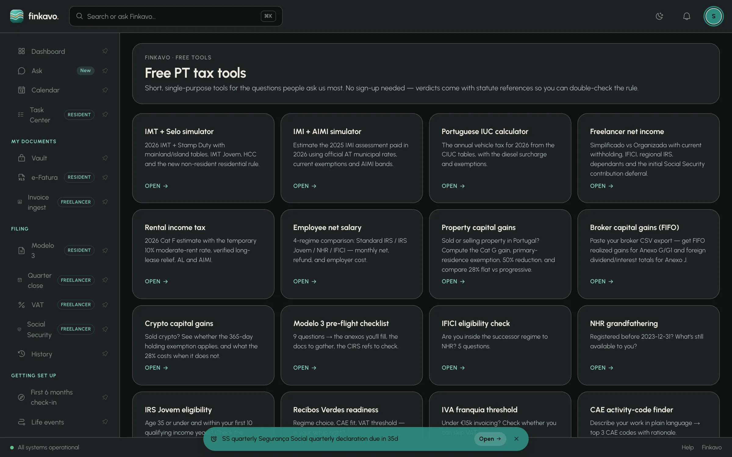 Finkavo's free Portuguese tax tools